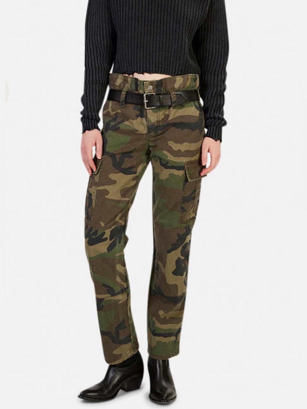 RTA Salinger Woodland Camo Cargo Pants | Calfskin Leather belt | Size Small